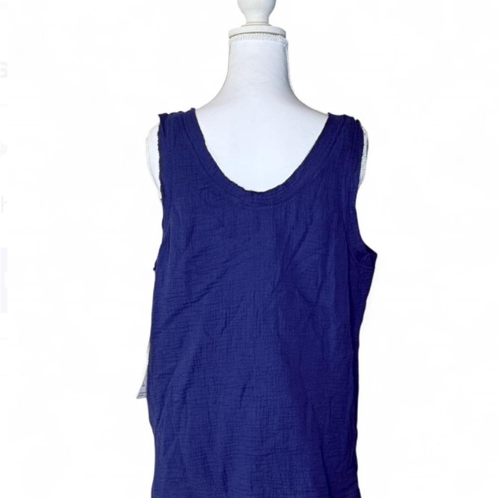3 Dot Navy Gauze Cotton Tank Top in Large NWT - Picture 2 of 4